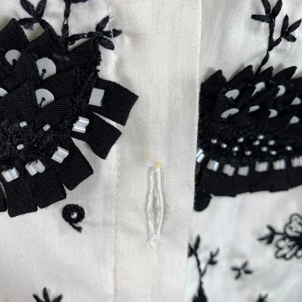 BACCA DA SILVA Size S White Black Embroidered Shirt - Picture 7 of 7